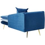 GONESSE - Chaise Longue - Blauw - Fluweel