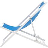 Strandstoel blauw wit textiel ligstoel inklapbaar strand verstelbare rugleuning terras tuin