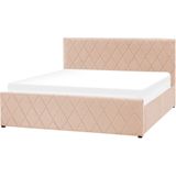 ROCHEFORT - Tweepersoonsbed - Beige - 160 X 200 cm - Fluweel