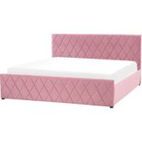 ROCHEFORT - Tweepersoonsbed - Roze - 180 x 200 cm - Fluweel