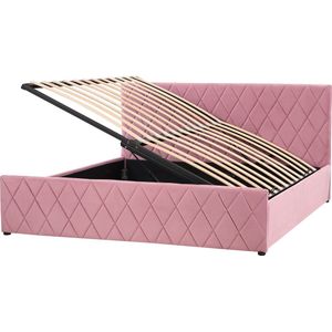 ROCHEFORT - Tweepersoonsbed - Roze - 180 x 200 cm - Fluweel