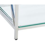 Consoletafel transparant glazen tafelblad roestvrijstaal frame zilver 78 x 40 cm glamour modern woonkamer slaapkamer