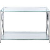 Consoletafel transparant glazen tafelblad roestvrijstaal frame zilver 78 x 40 cm glamour modern woonkamer slaapkamer