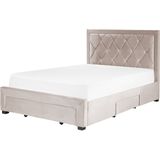 LIEVIN - Bed met opbergruimte - Beige - 140 x 200 cm - Fluweel