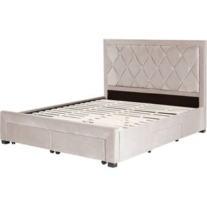 LIEVIN - Bed met opbergruimte - Beige - 160 x 200 cm - Fluweel