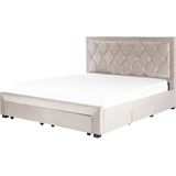 LIEVIN - Bed met opbergruimte - Beige - 180 x 200 cm - Fluweel