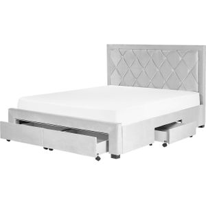 LIEVIN - Bed met opbergruimte - Grijs - 160 x 200 cm - Fluweel
