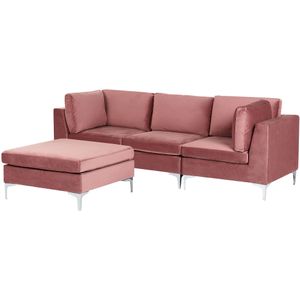 EVJA - Hoekbank met ottmaan - Roze - Fluweel