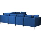 Beliani EVJA - Modulaire Sofa-Blauw-Fluweel