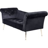 Beliani NANTILLY - Chaise longue-Zwart-Fluweel