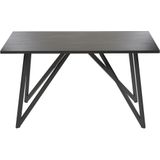 Eettafel zwart MDF 140 x 180 cm tafelblad metalen poten 4-zits rechthoekig industrieel
