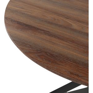 Ronde eettafel donker hout met zwart MDF ⌀120 cm blad metalen industriële poten