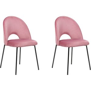 COVELO - Eetkamerstoel set van 2 - Roze - Fluweel