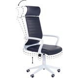 Bureaustoel zwart/wit polyester zitvlak in hoogte verstelbaar 360° draaibaar modern