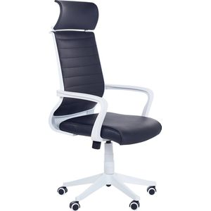 Bureaustoel zwart/wit polyester zitvlak in hoogte verstelbaar 360° draaibaar modern