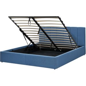 DREUX - Bed met Opbergruimte - Blauw - 160 X 200 cm - Polyester
