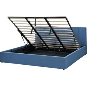 DREUX - Bed met Opbergruimte - Blauw - 180 X 200 cm - Polyester