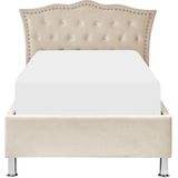 Beliani METZ - Bed met opbergruimte - Beige - Fluweel