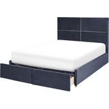 VERNOYES - Bed met opbergruimte - Zwart - 140 x 200 cm - Fluweel