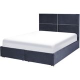 VERNOYES - Bed met opbergruimte - Zwart - 160 x 200 cm - Fluweel