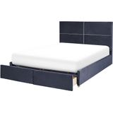 VERNOYES - Bed met opbergruimte - Zwart - 180 x 200 cm - Fluweel