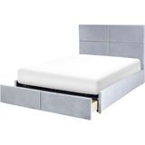 VERNOYES - Bed met Opbergruimte - Lichtgrijs - 140 X 200 cm - Fluweel