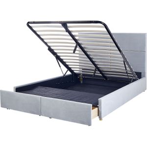VERNOYES - Bed met opbergruimte - Lichtgrijs - 160 x 200 cm - Fluweel