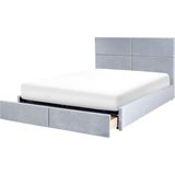 VERNOYES - Bed met opbergruimte - Lichtgrijs - 180 x 200 cm - Fluweel