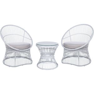 Beliani - MESYNA - Bistro set - Wit - Rotan