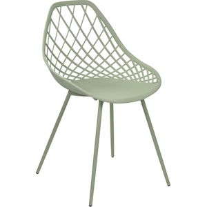 Set van 2 eetkamerstoelen groen kunststof zitting metalen poten net design rugleuning modern scandinavisch