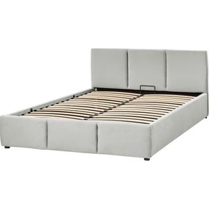 Beliani BOUSSE - Boxspring - Lichtgrijs - 140 x 200 cm - Fluweel