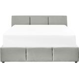 Beliani BOUSSE - Tweepersoons boxspring - Lichtgrijs - 160 x 200 cm - Fluweel