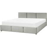 Beliani-BOUSSE-Tweepersoons boxspring-Lichtgrijs-180 x 200 cm-Fluweel