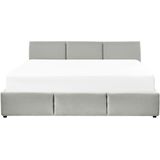 Beliani BOUSSE - Tweepersoons boxspring - Lichtgrijs - 180 x 200 cm - Fluweel