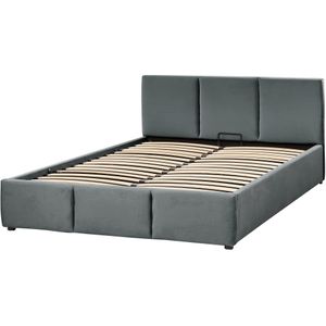 BOUSSE - Tweepersoons boxspring - Donkergrijs - 160 x 200 cm - Fluweel