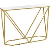 Sidetable console tafel wit marmer effect met goud MDF gepoedercoat ijzer 100 x 30 cm rechthoekig glam modern