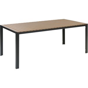 Tuinset tafel en 2 banken zwart/bruin aluminium 3-delig rechthoekig