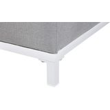 Loungebank grijs polyester aluminium metaal 3-zits witte poten binnen buiten weerbestendig