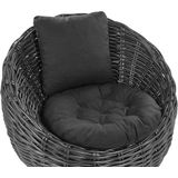 Tuinstoel zwart rotan wicker riet met polyester kussen modern ontwerp buiten lounge meubels