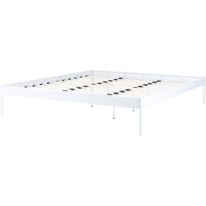 Beliani - Bett Weiß Metall 180 x 200 cm Solides Gestell Fest Integrierter Lattenrost Modern Industrieller Stil Doppelbett Metallbett Schlafzimmer