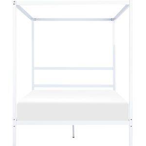 Beliani - Himmelbett Weiß Metall 140 x 200 cm 4 Pfosten Elegant Modern Stilvoll Minimalistisch Designer Bett für Schlafzimmer
