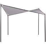 Pergola grijs polyester staal 300 x 300 cm stoffen schaduw metalen frame tuinpaviljoen