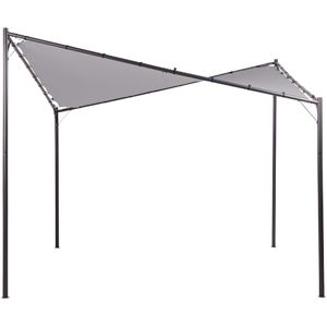 Tuinpergola paviljoen 300 x 300 cm stoffen hoes metalen frame grijs Aventine