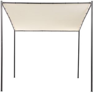 Pergola beige polyester staal 282 x 294 cm stoffen metalen frame tuinpaviljoen