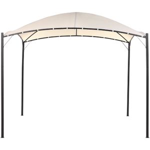 Pergola beige polyester staal 305 x 305 cm stoffen schaduw metalen frame tuinpaviljoen