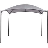 Pergola grijs polyester staal 305 x 305 cm stof schaduw metalen frame tuinpaviljoen