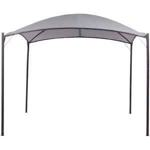 Pergola grijs polyester staal 305 x 305 cm stof schaduw metalen frame tuinpaviljoen