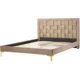 LIMOUX - Tweepersoonsbed - Taupe - 140 x 200 cm - Fluweel