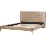 Beliani LIMOUX  - Tweepersoonsbed - Taupe - 160 x 200 cm - Fluweel