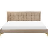 Beliani LIMOUX  - Tweepersoonsbed - Taupe - 180 x 200 cm - Fluweel